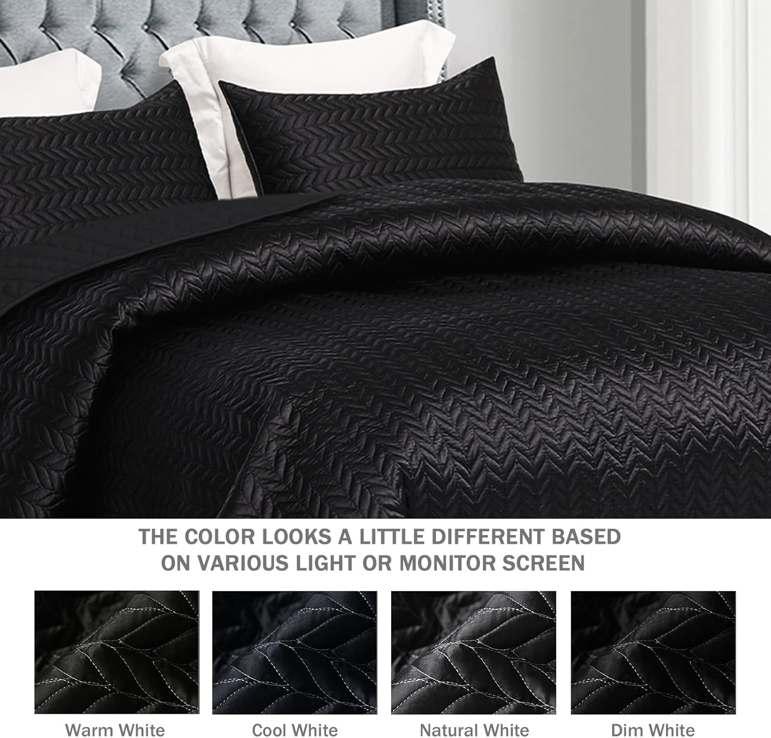 Whale Flotilla Reversible Satin Quilt Set Queen Size Black