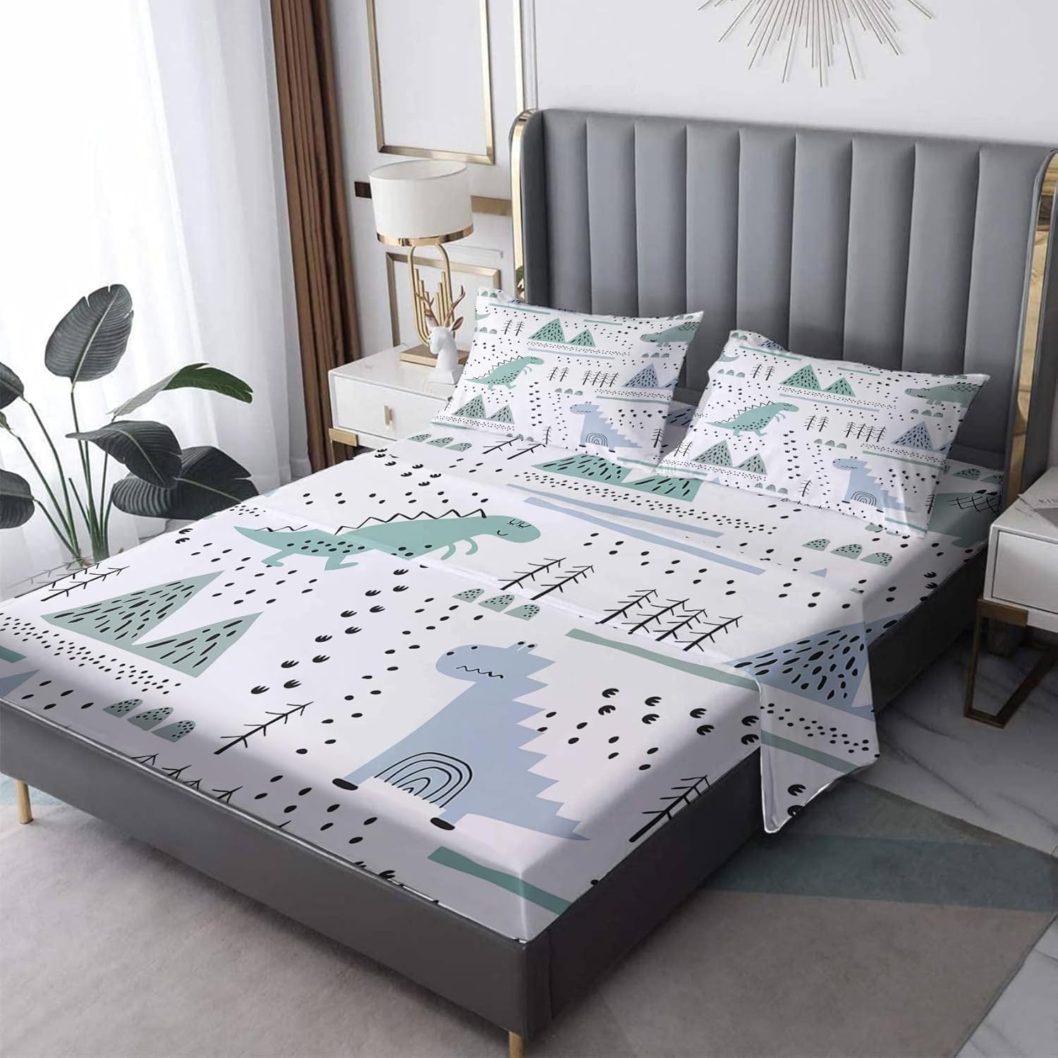 Dinosaur Sheets Twin XL - Kids Bedding Set with Deep Pocket and Elastic