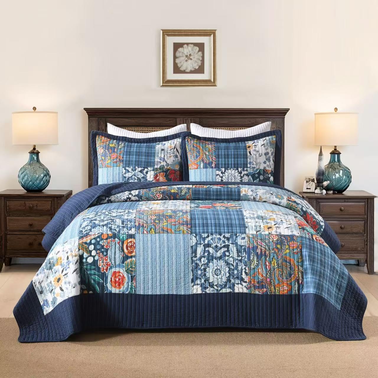 Autumn Dream Reversible Cotton Bedspread Set King Size