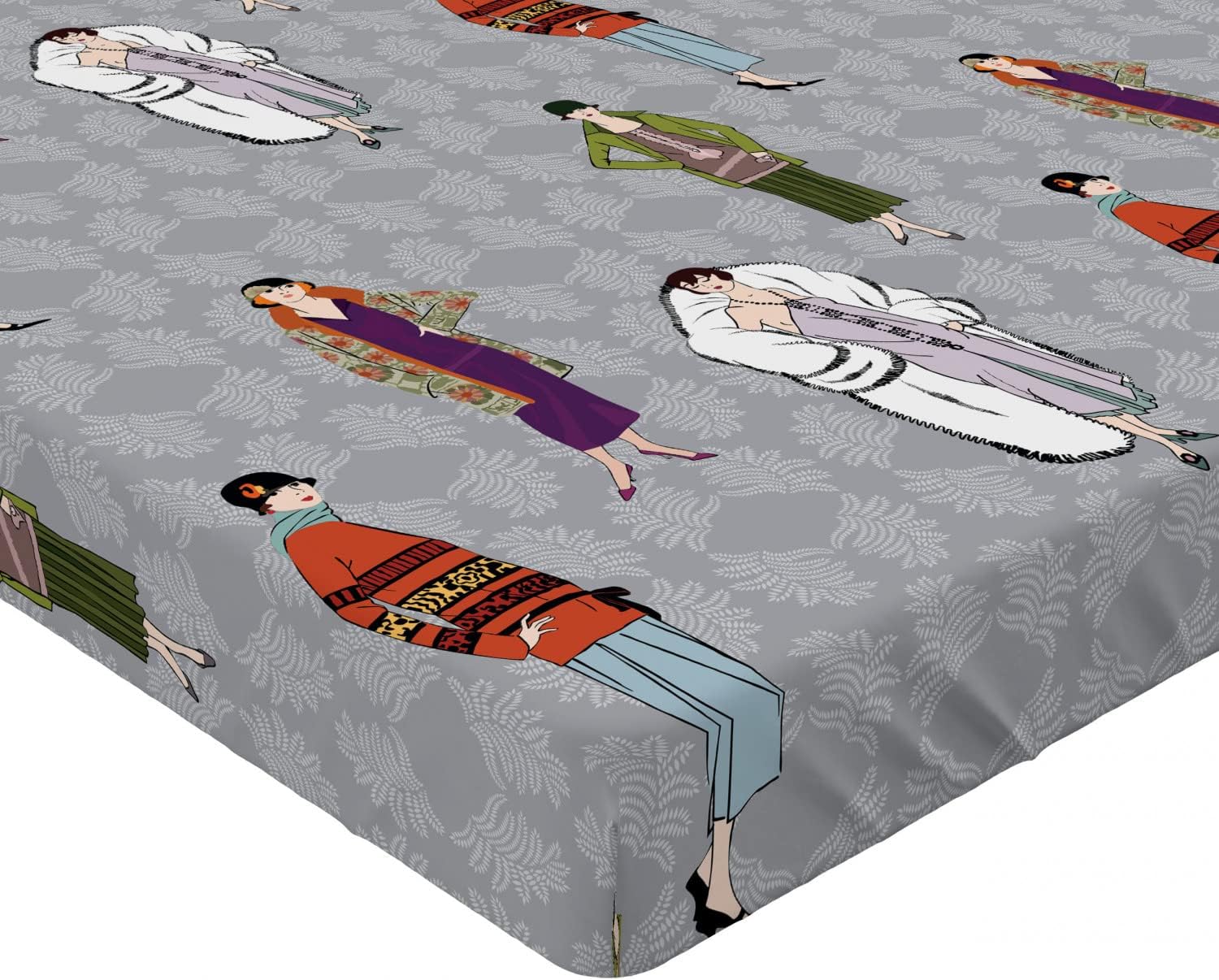 Ambesonne Retro Fitted Sheet Flapper Girls 20s Style Pattern California King