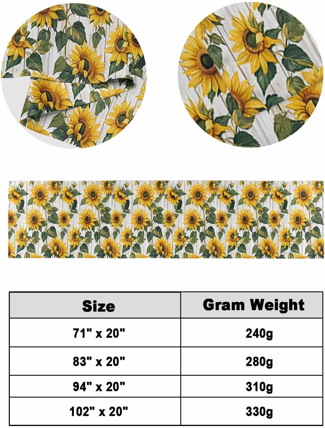 DecorLovee Rustic Sunflowers Bed Runner for Cal King