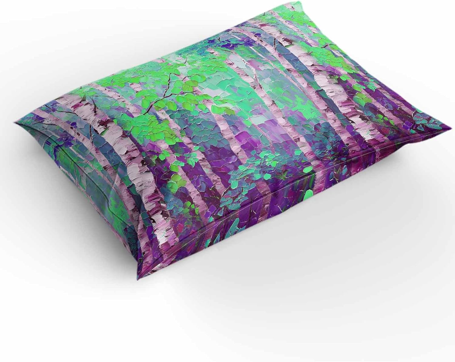 3-Piece Queen Duvet Cover Set with Zipper Soft Purple Green Botanical Print