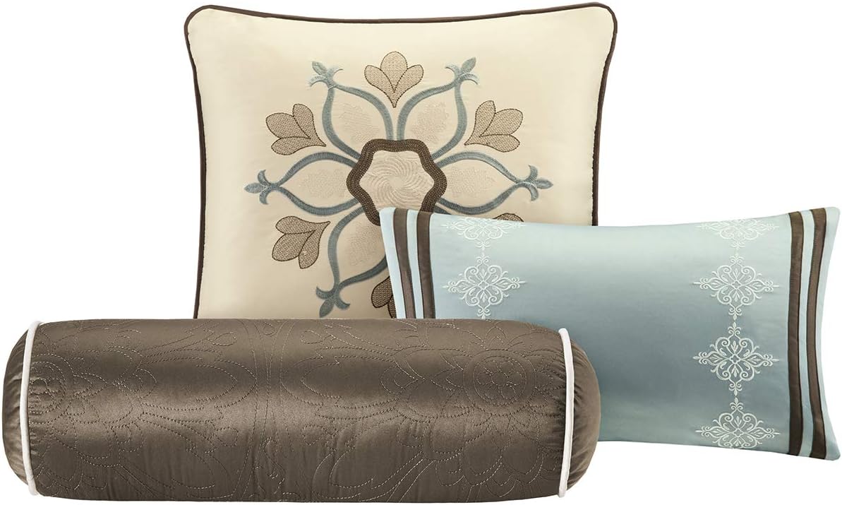 Madison Park Cozy Comforter Set Blue Queen 9 Piece