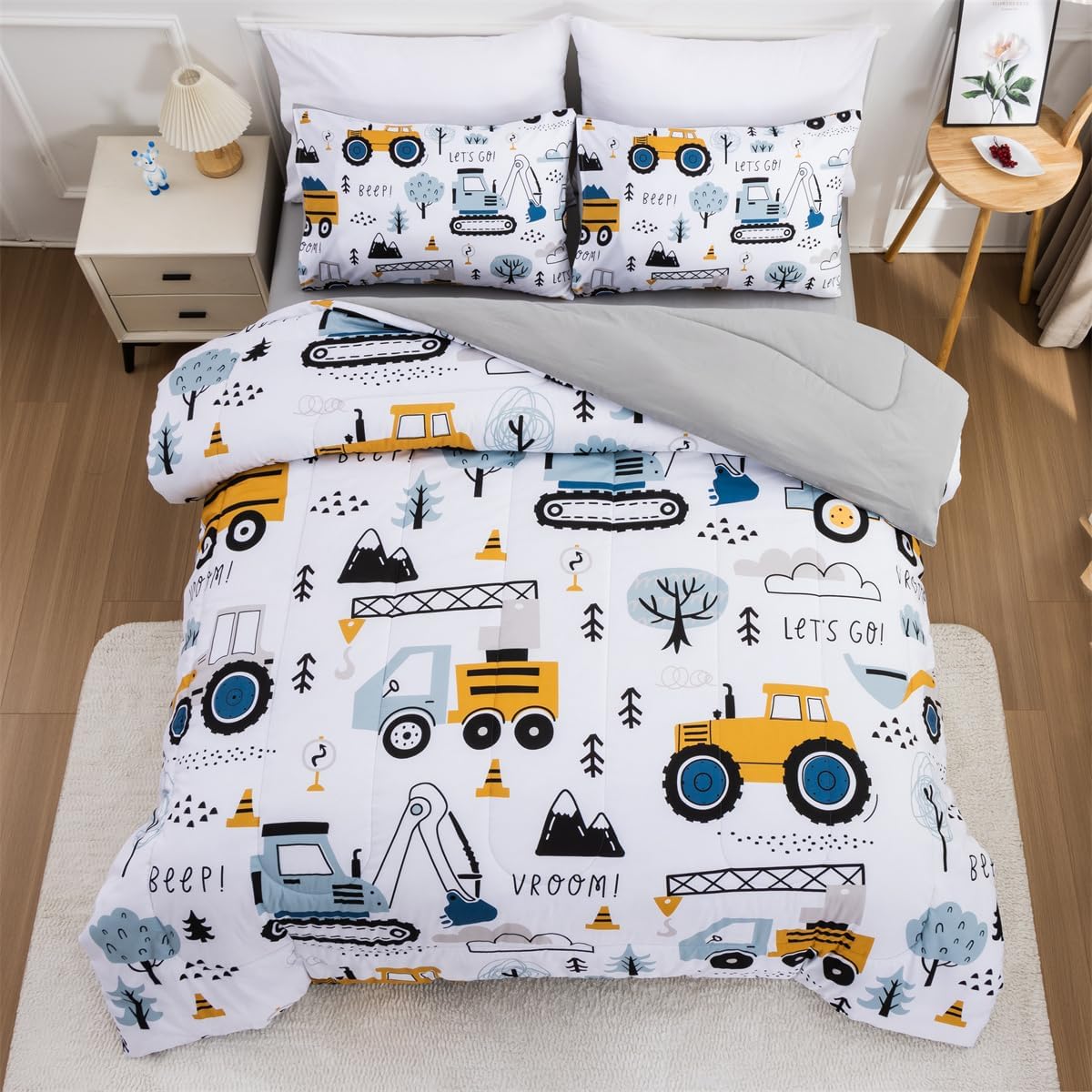 NTBED Twin Construction Truck Comforter Set for Boys