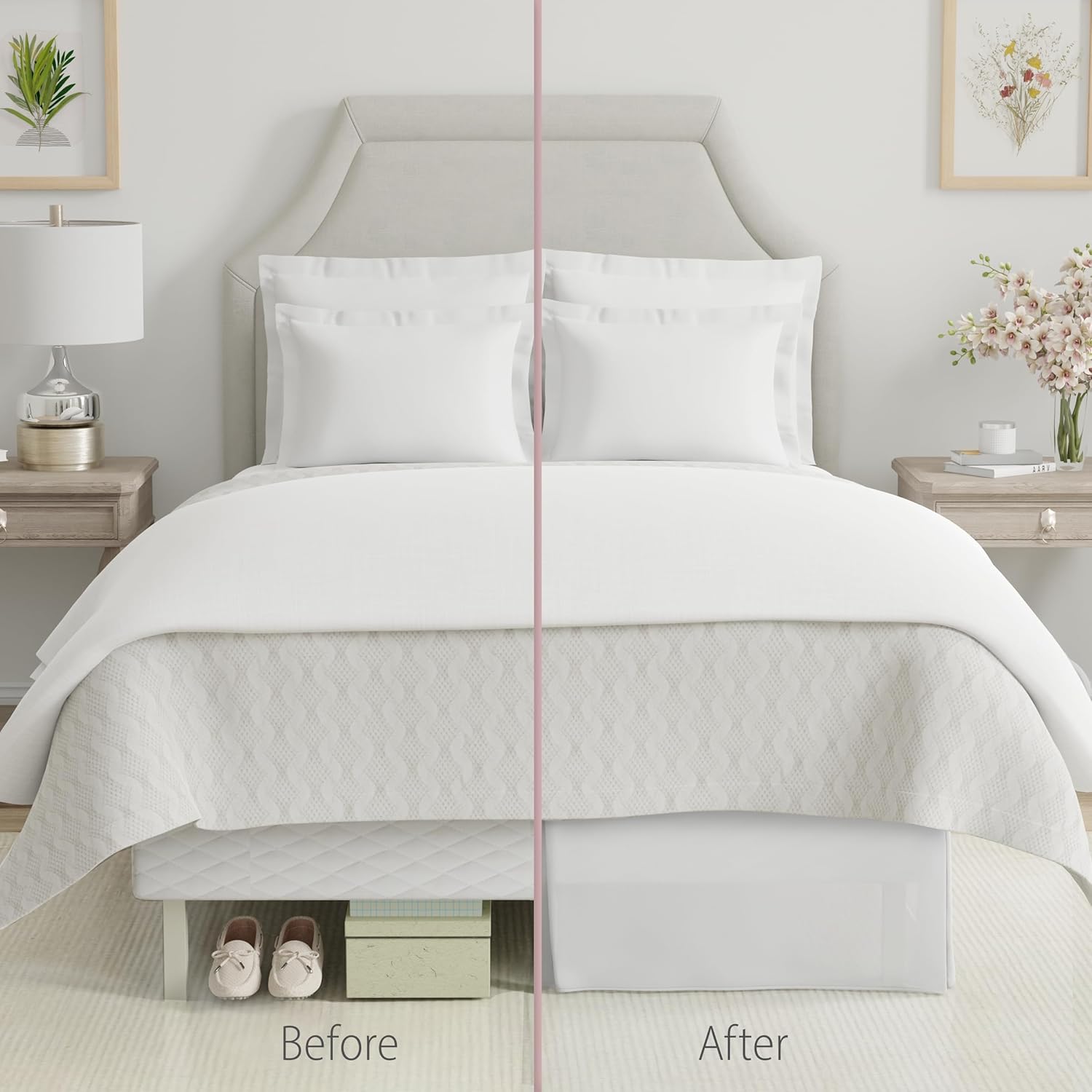FRESH IDEAS Cotton Bed Skirt Twin 15 Drop Ivory