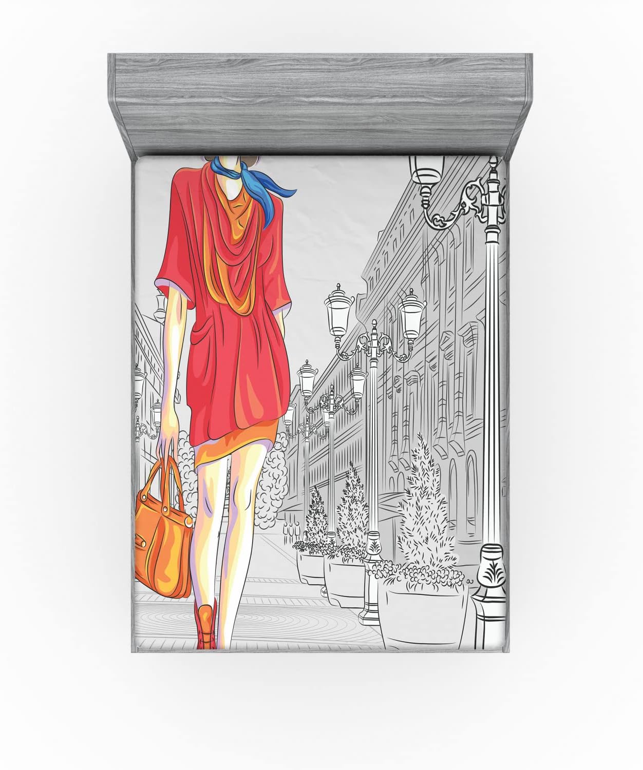 Ambesonne California King Fitted Sheet with Urban Fashion Print