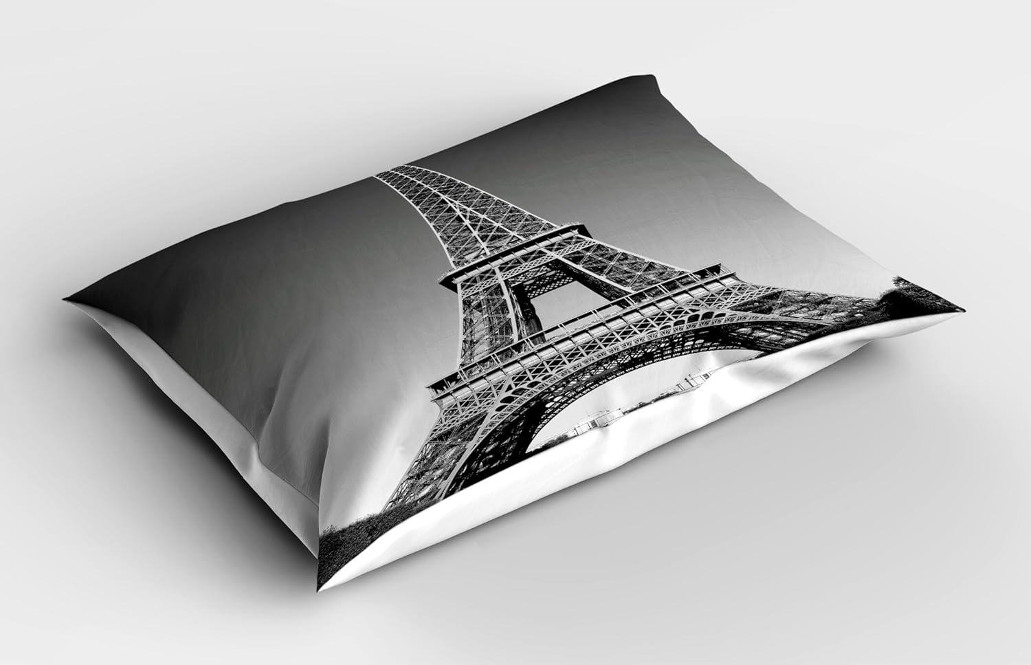 Ambesonne Eiffel Tower Pillow Sham Set of 2 Grey 1