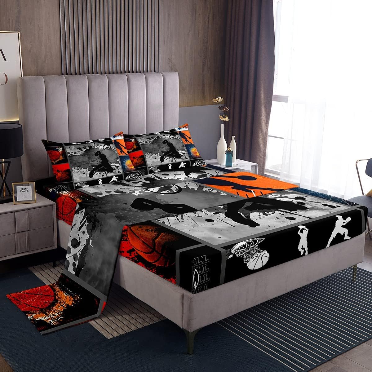 Erosebridal Water Fire Basketball Fitted Sheet Set 1