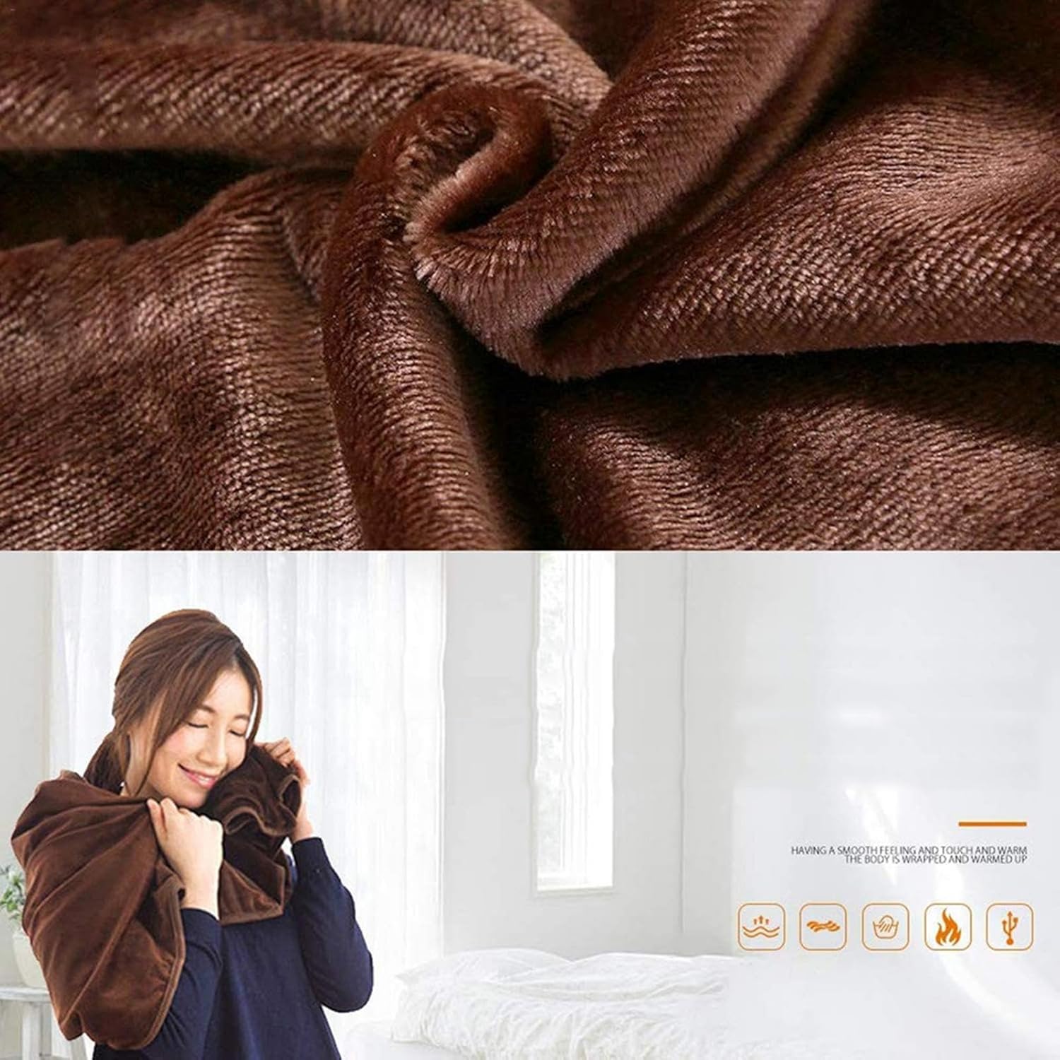 USB Heated Shawl Blanket with 3-Section Temperature Control