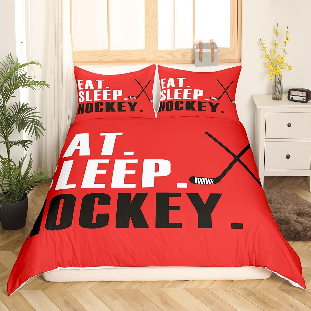Feelyou Ice Hockey Duvet Cover Set 3Pcs 1