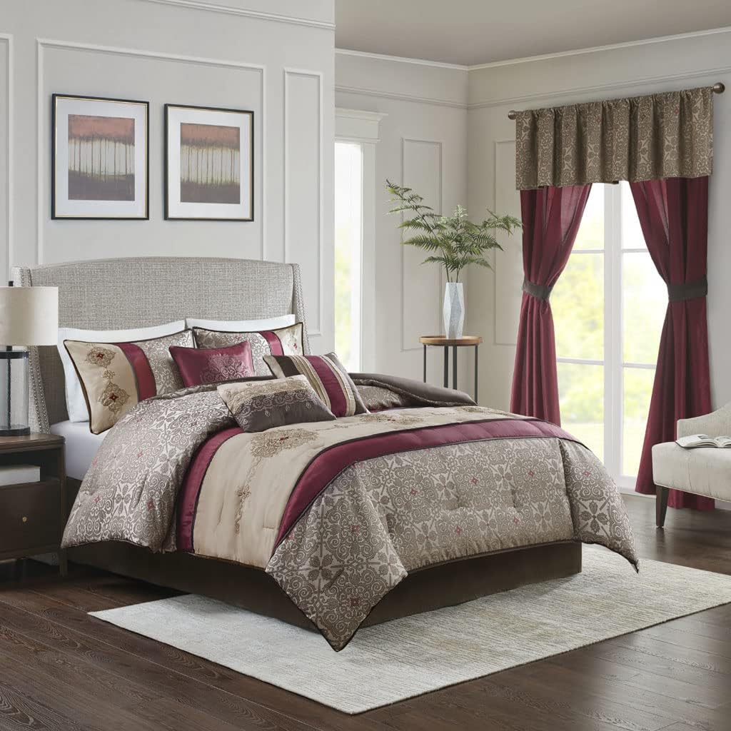 Madison Park Neyson Faux Silk Comforter Set Red
