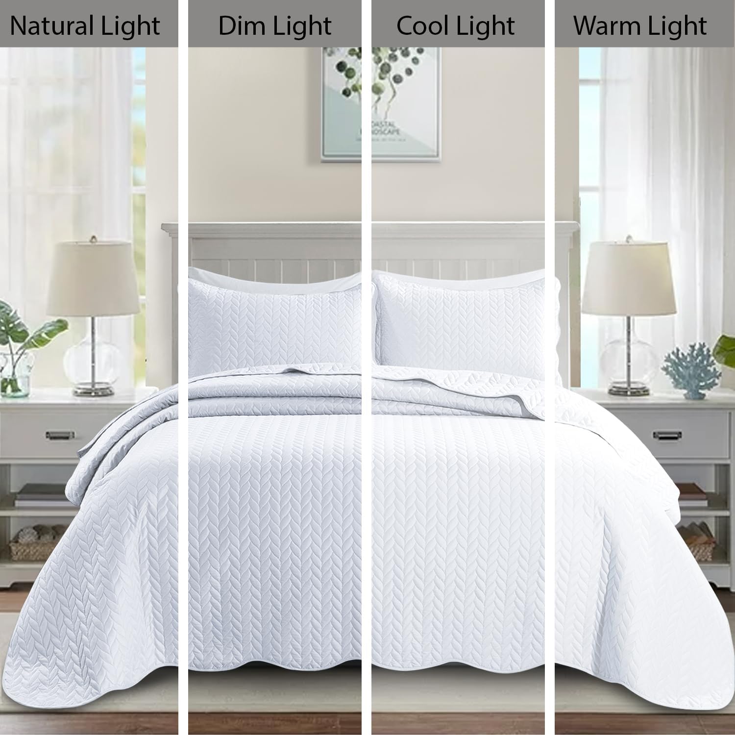 IR Imperial Rooms Queen Quilt Bedding Set - White 90x96