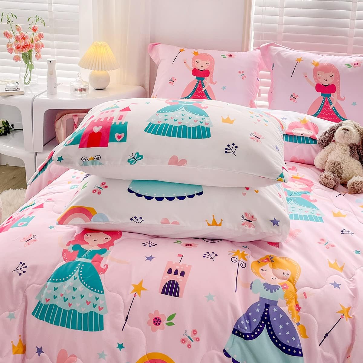Wajade Kids Pink Princess Comforter Set Bed in a Bag