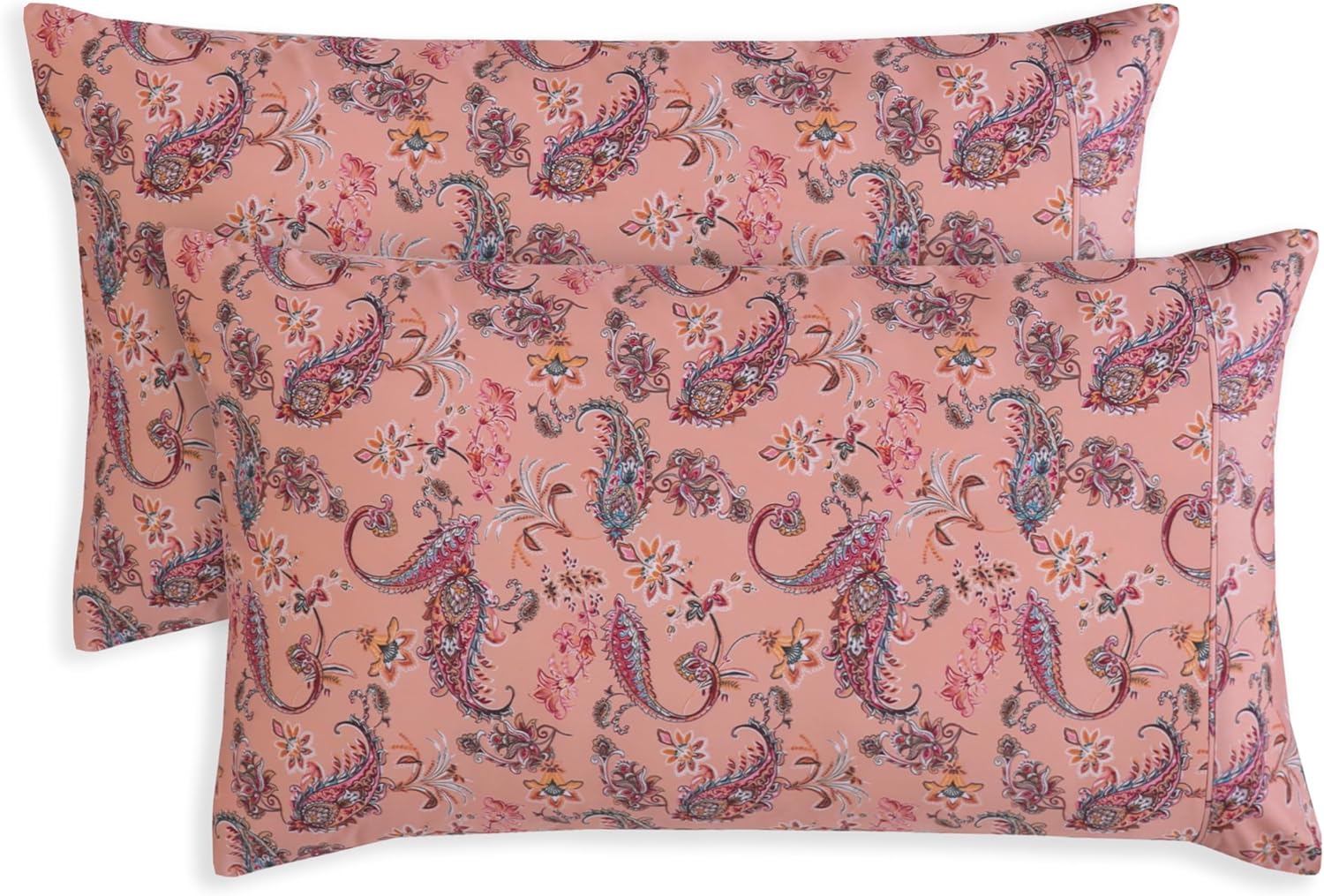 Elegant Comfort Paisley Pillowcase Set 2-Piece Coral Microfiber
