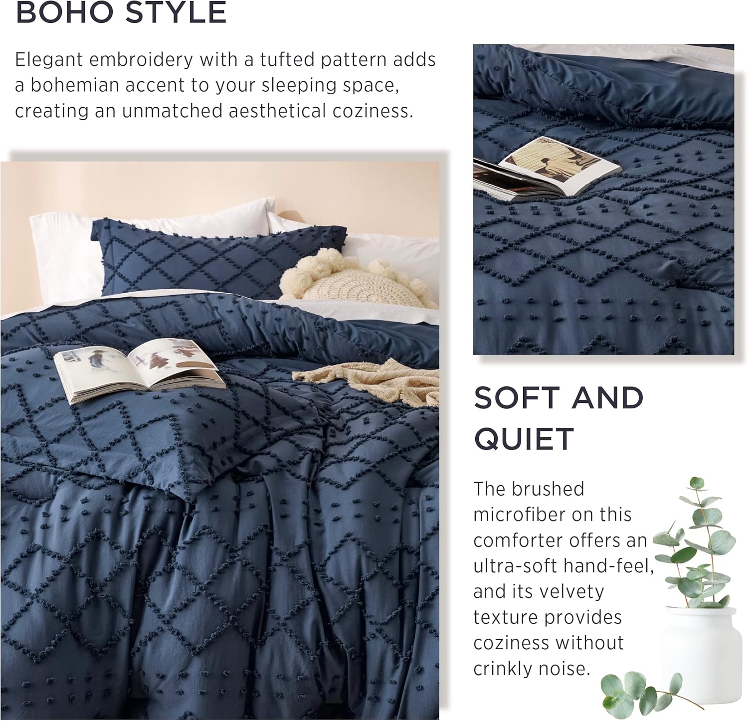 Bedsure California King Comforter Set - Navy Blue 1