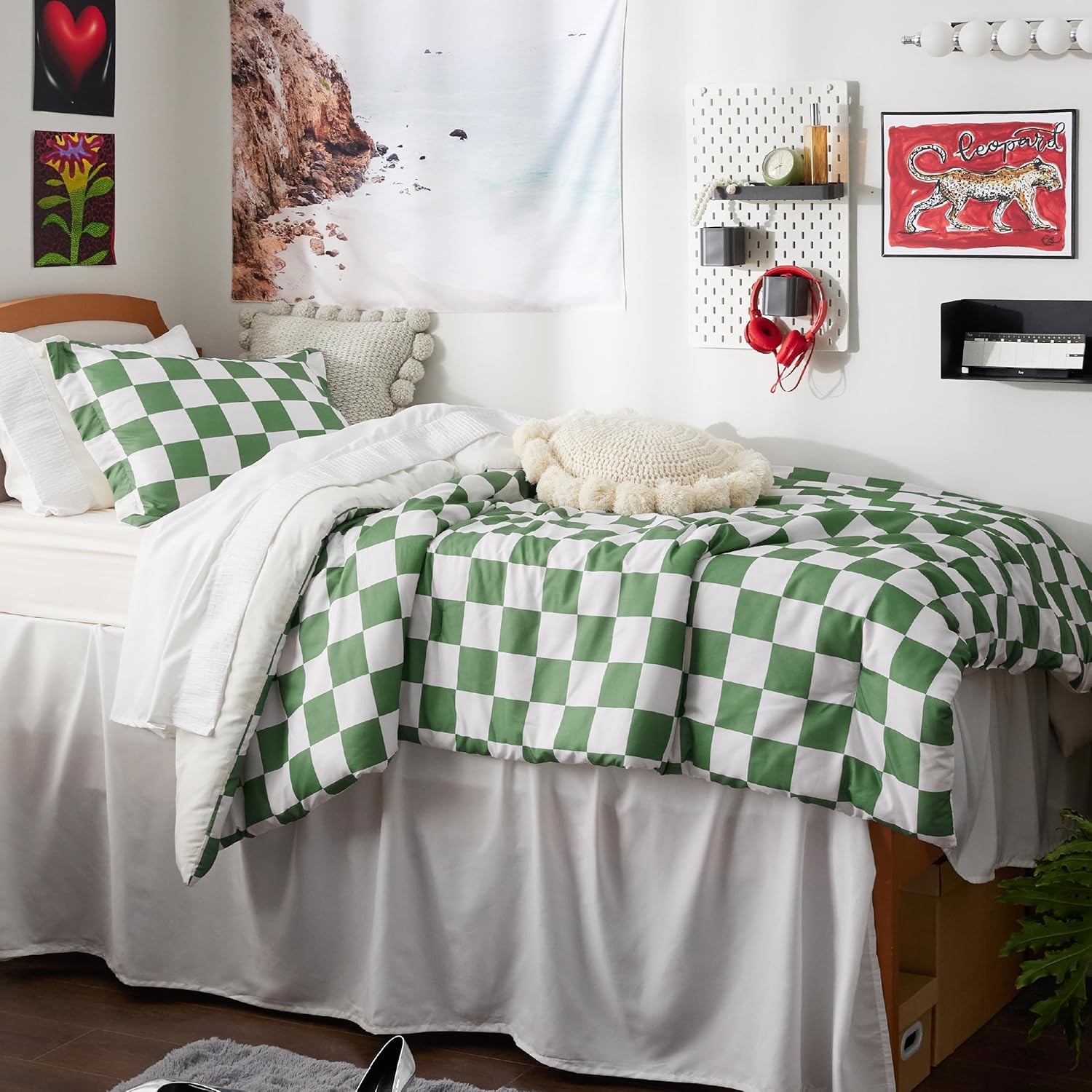 Bedsure Checkered Comforter Set for Boys Twin Extra Long 2 Pieces