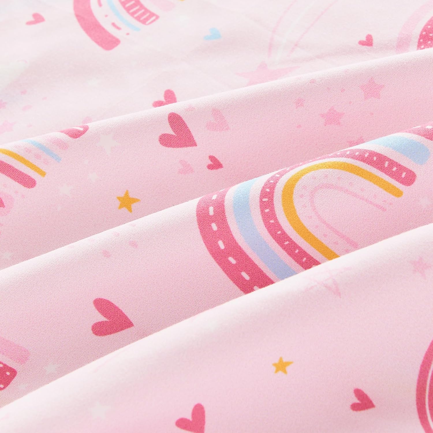 Mooreeke Kids Bed in a Bag Set 6 Pieces Twin Rainbow Pink