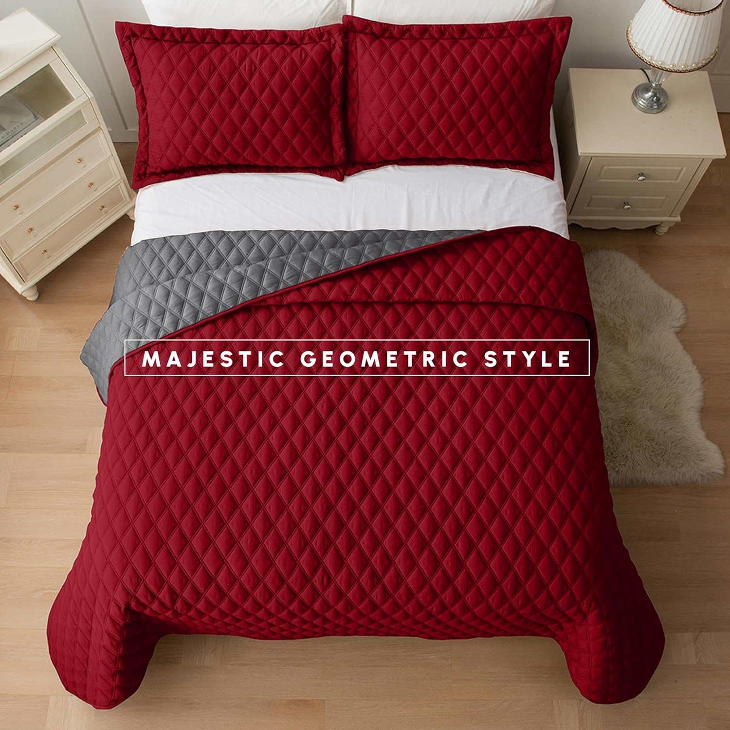 Elegant Comfort 3-Piece Reversible Quilt Set - Twin XL