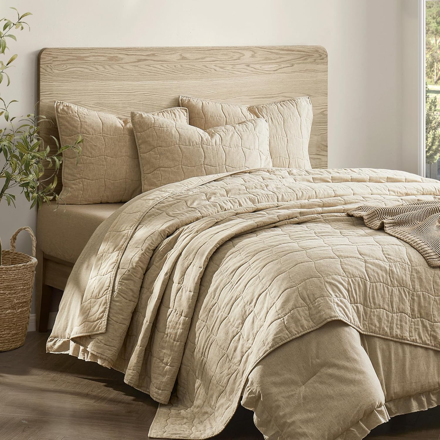 Wonderful Natural Linen Cotton Queen Quilt 94x94
