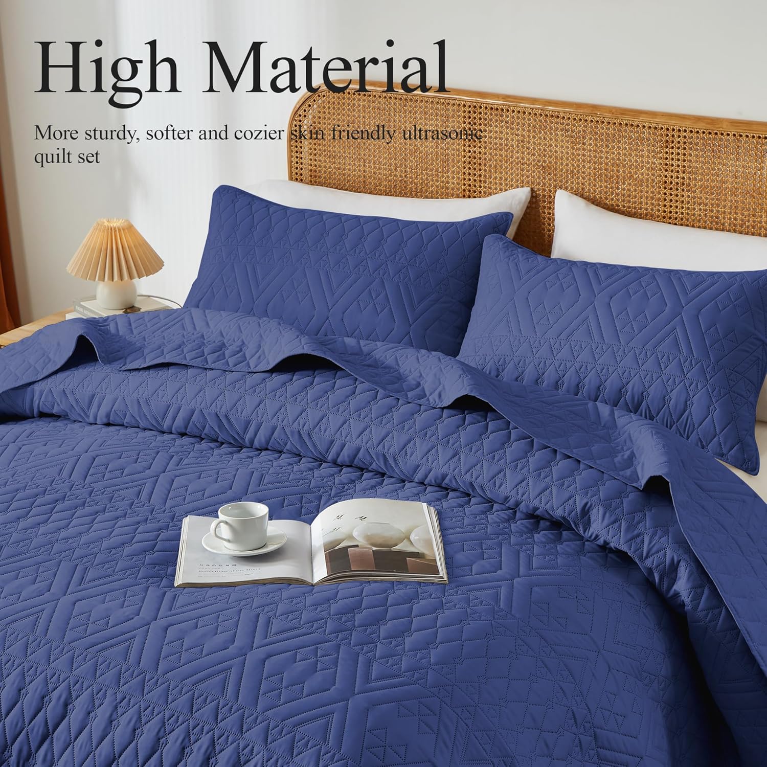 Akkialla KingCal King Quilt Bedding Set Navy Blue
