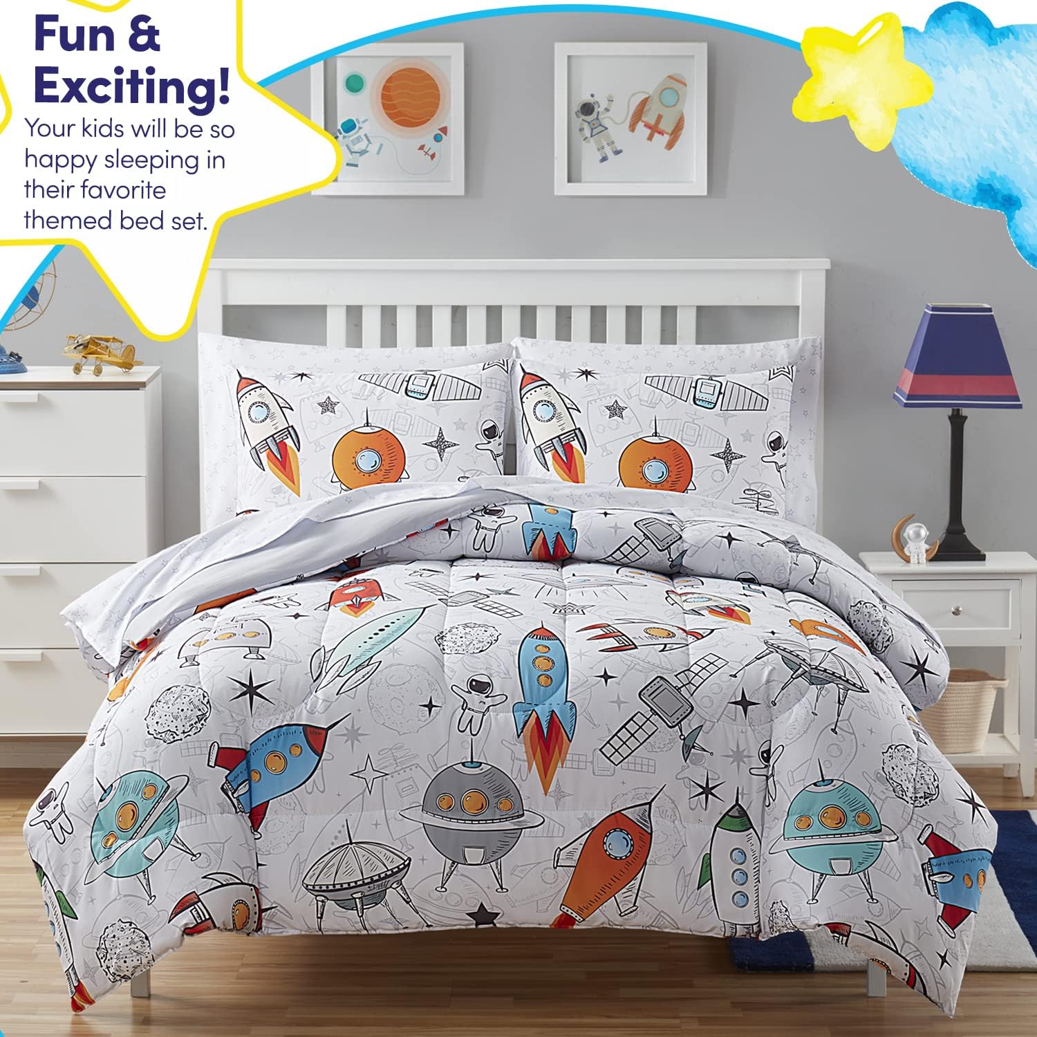 Sweet Home Collection Kids Bed in a Bag Space Design Twin Set