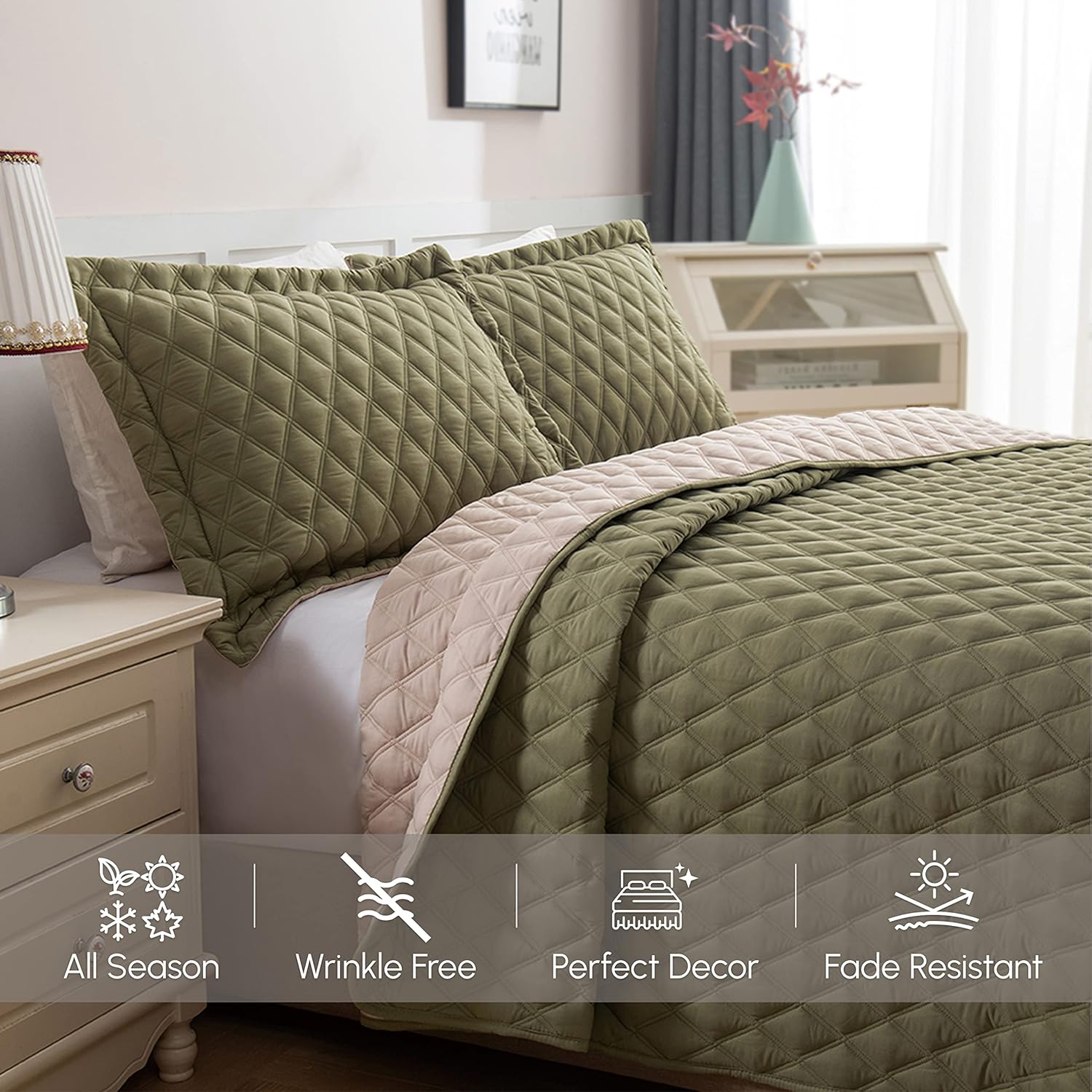 Elegant Comfort Reversible Quilt Set with Pillow Shams