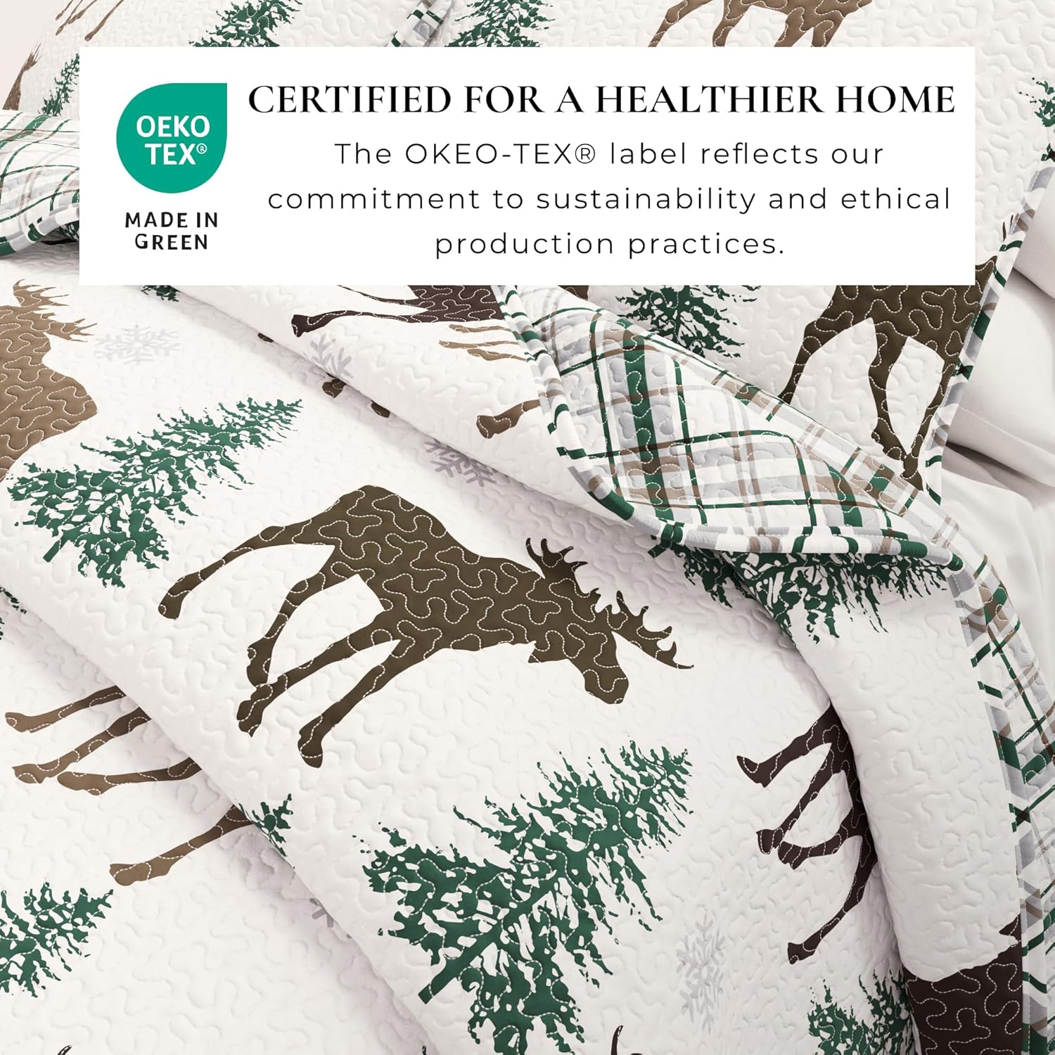 Great Bay Home Moose Chocolate Quilt Set TwinTwin XL