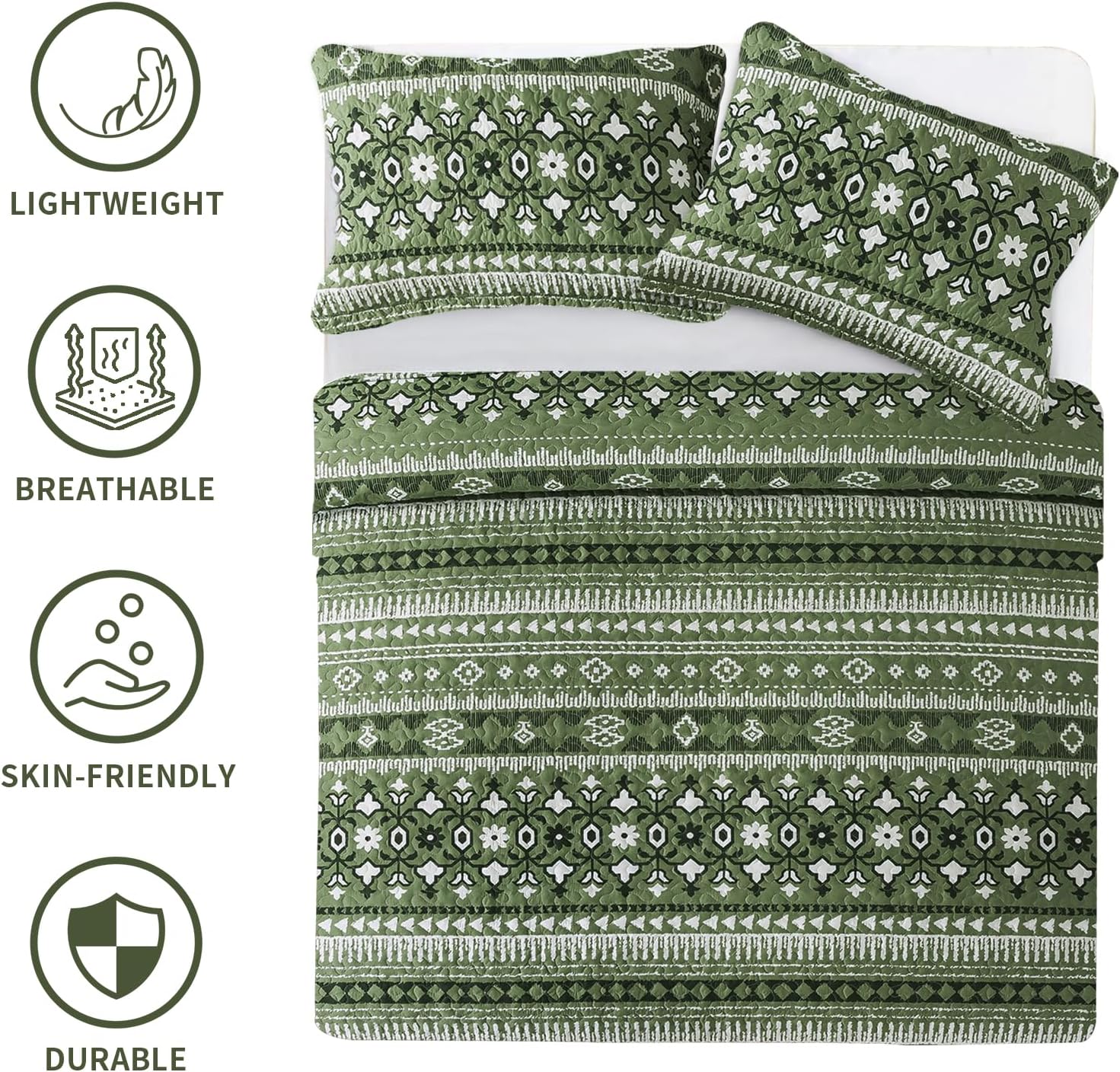 BEDIFANY Boho King Quilt Set 3 Piece 1