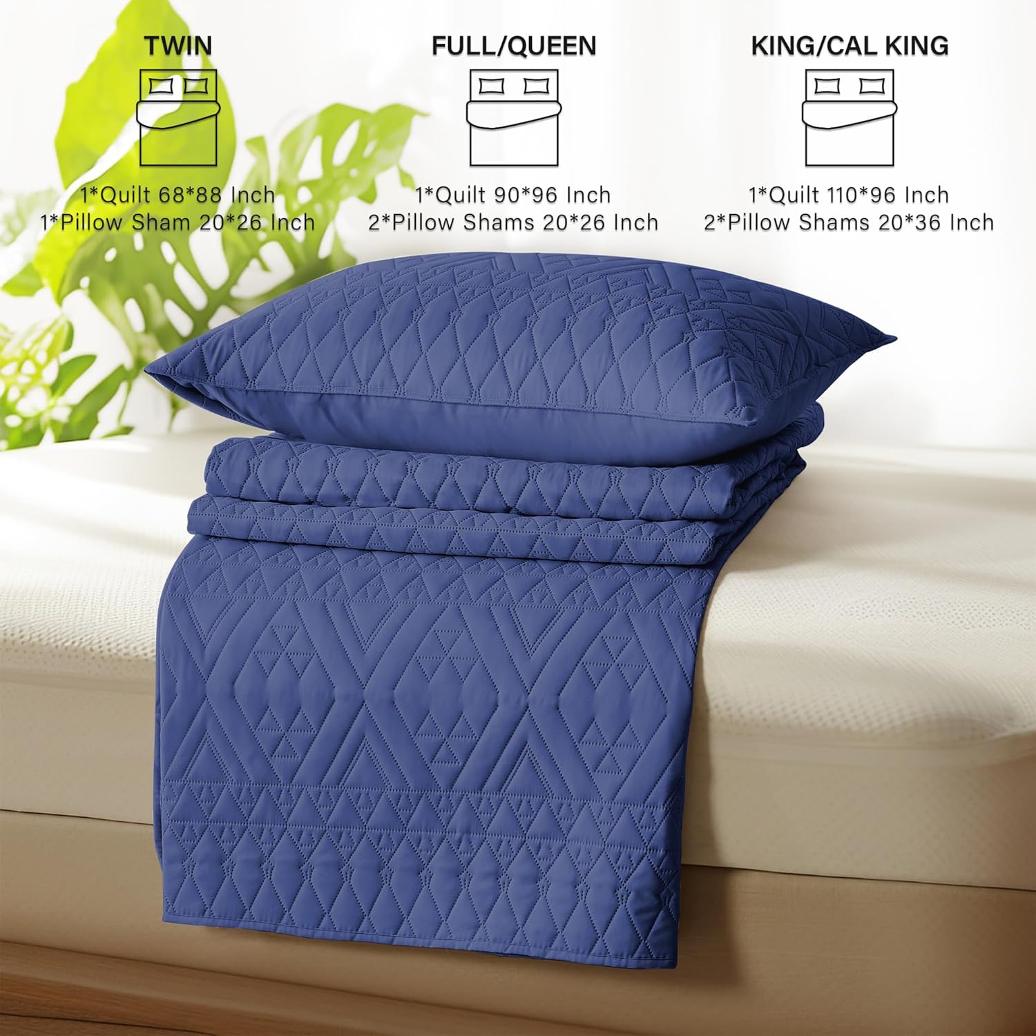 Akkialla KingCal King Quilt Bedding Set Navy Blue