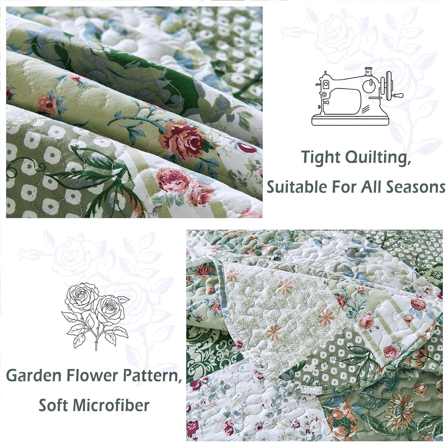 Cmfshape Patchwork Quilt Set King Size Green