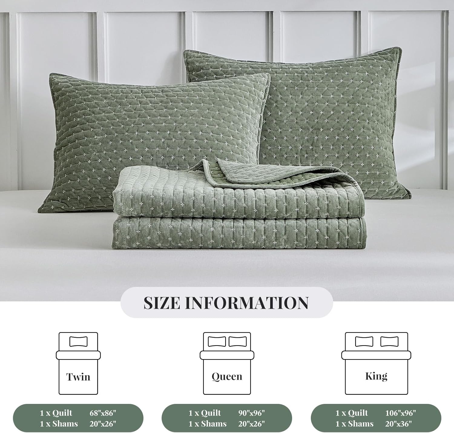 WARMDERN Luxury Velvet Quilt Set Queen Size