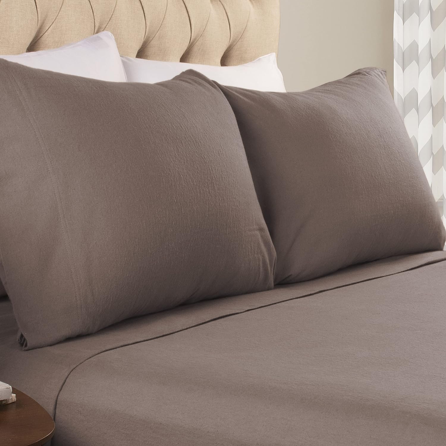 Superior Flannel Cotton Pillowcase Set - 2 Piece Standard Grey