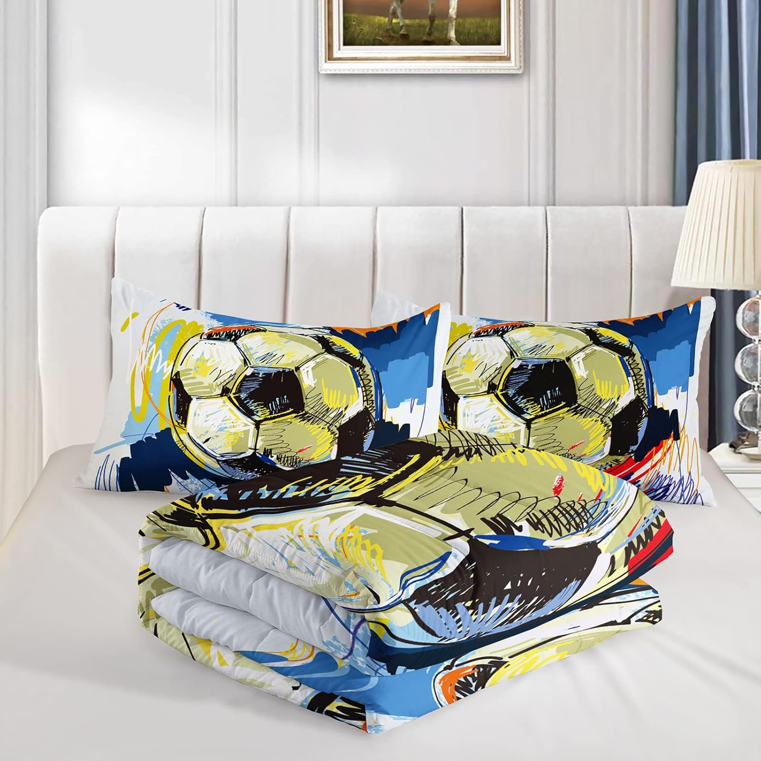 BSNTHO Football Comforter Set for Boys Kids Teens
