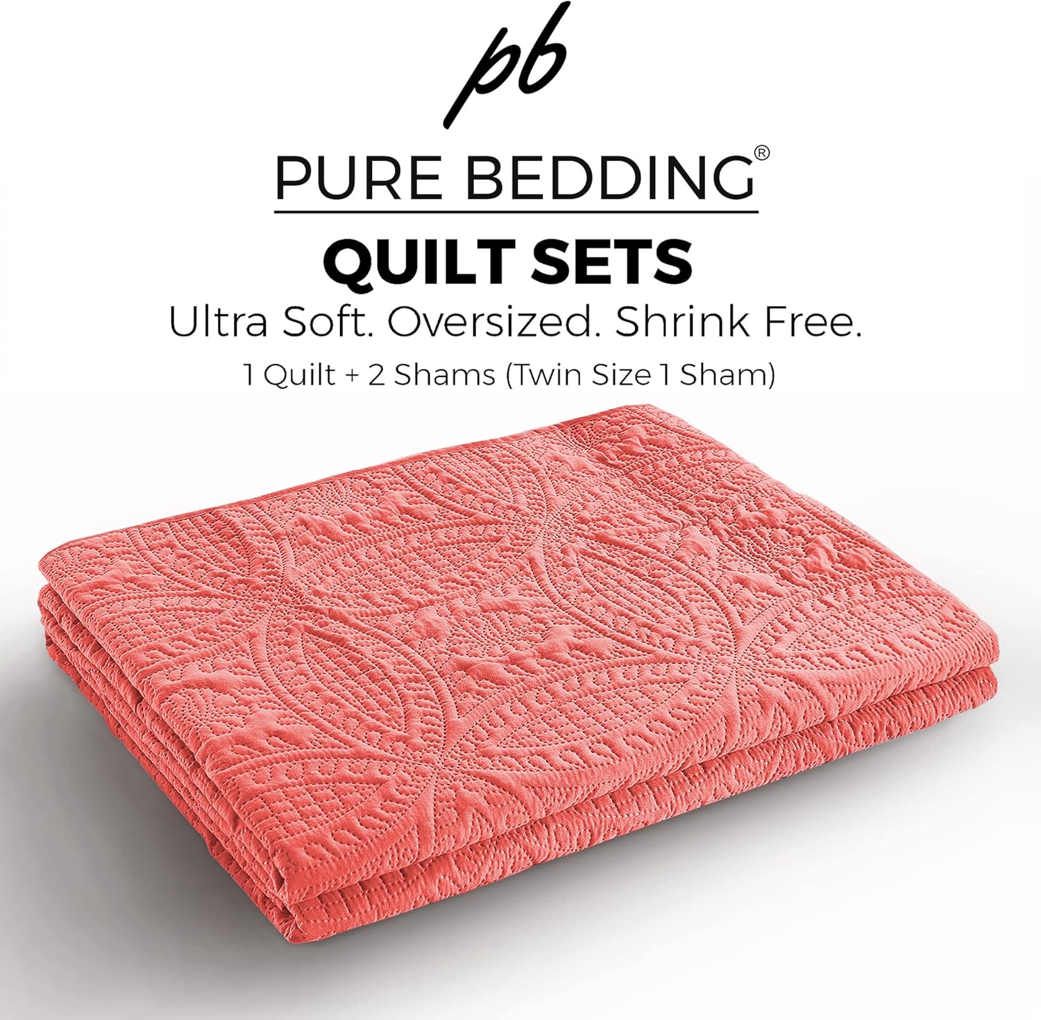 Pure Bedding Reversible Quilt Set King Size with Geometric Pattern