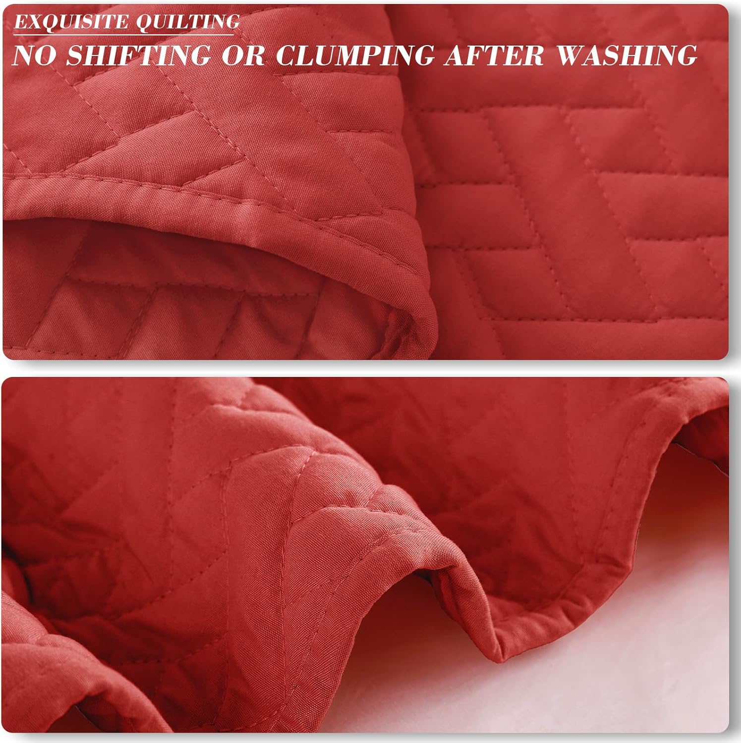 Exclusivo Mezcla King Size Quilt Set with Red Basket Weave Pattern