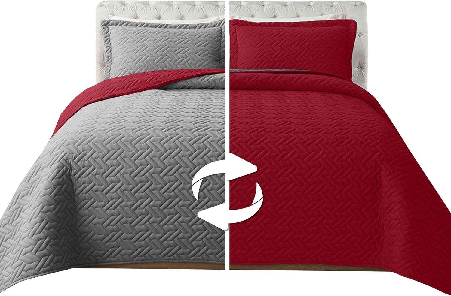 Elegant Comfort Reversible Quilt Set - Queen 3-Piece with Pillow Shams