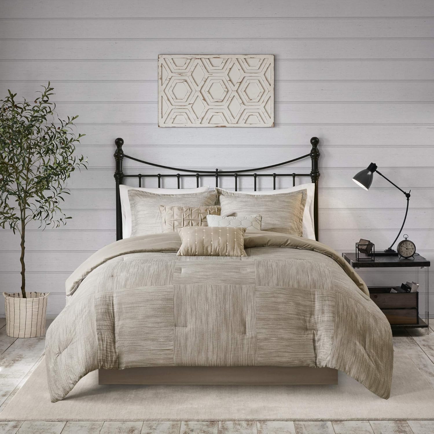 Madison Park Walter Seersucker Comforter Set Queen Size Taupe