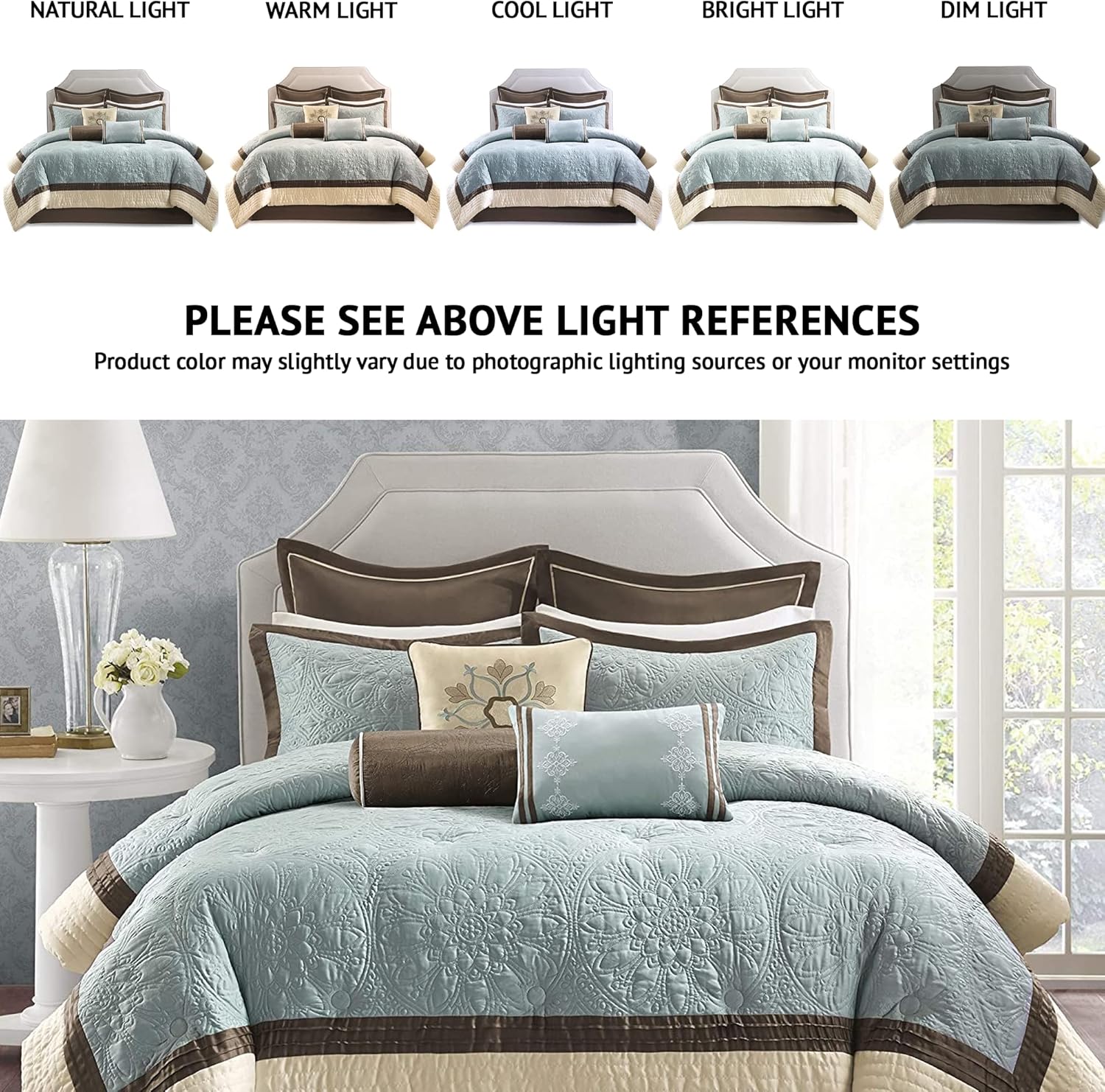 Madison Park Cozy Comforter Set Blue Queen 9 Piece