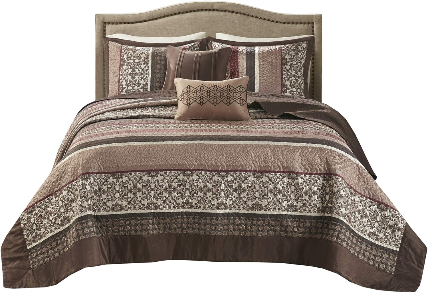 Madison Park Princeton Reversible Bedspread Set Red 5 Piece King