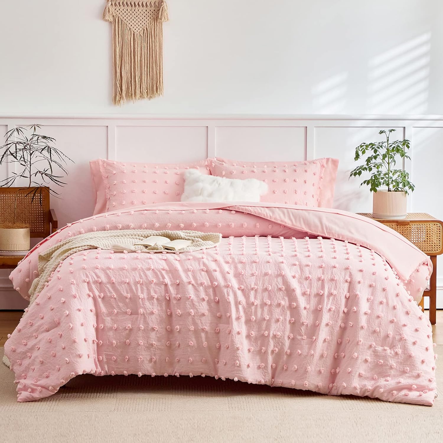Flysheep 7 Piece Queen Bed in a Bag with Pom Pom Design