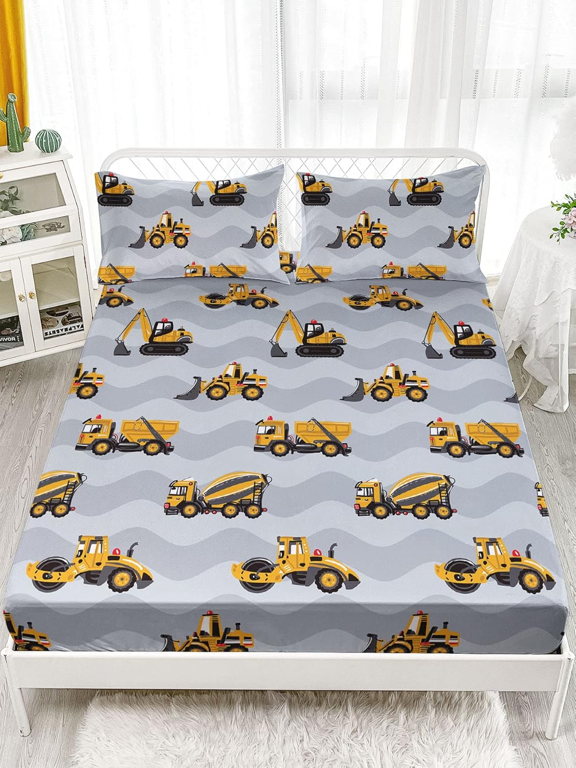Datura Home Kids Truck Grey Sheet Set 4PCS