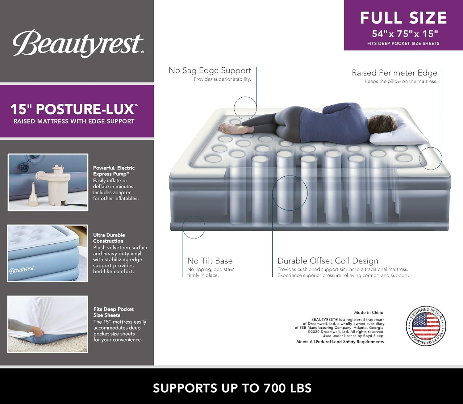 Beautyrest Posture Lux Air Bed Mattress 15 Full 1