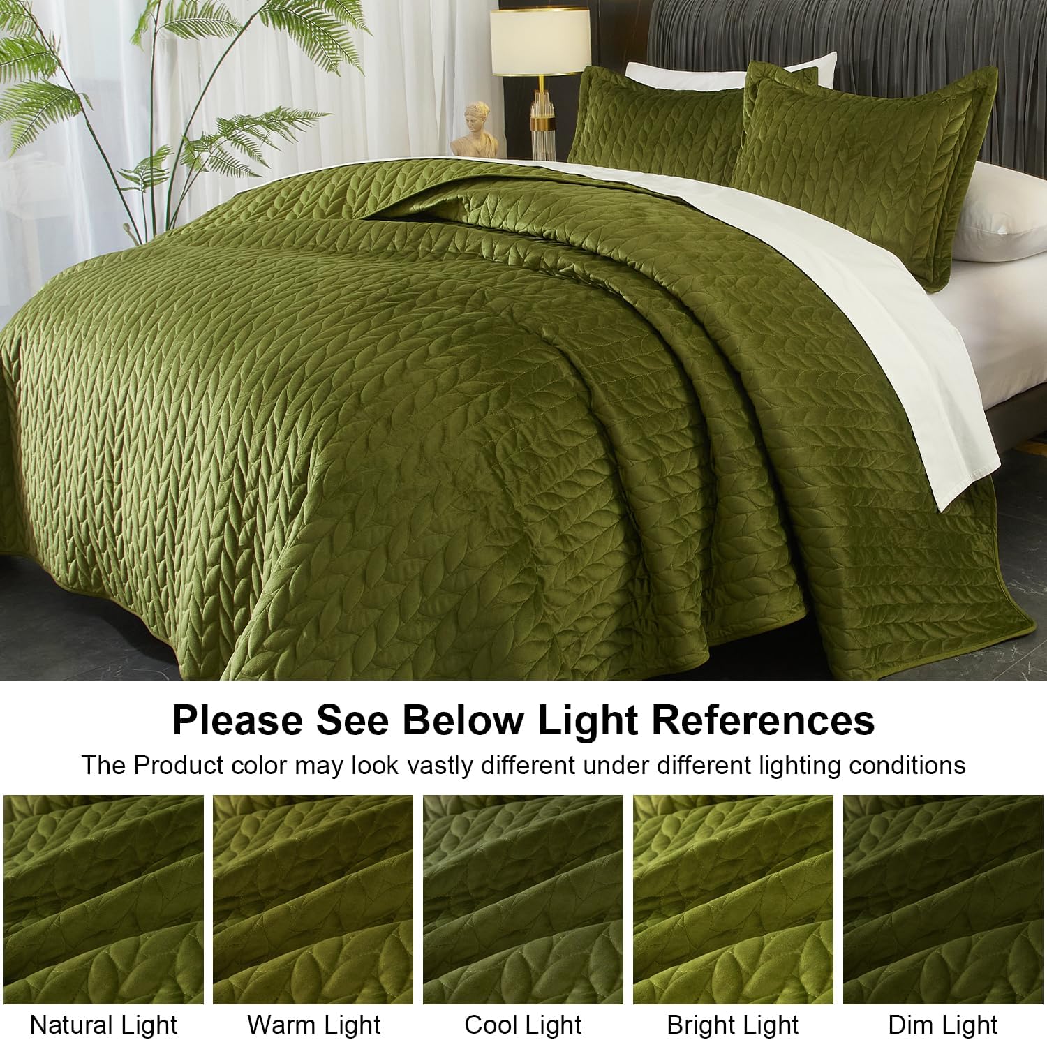 Ivellow Velvet Quilt Set Queen Size 3Pcs Luxury Comforter Bedspread