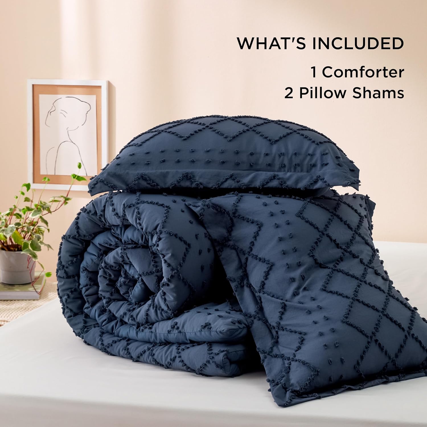 Bedsure California King Comforter Set - Navy Blue 1