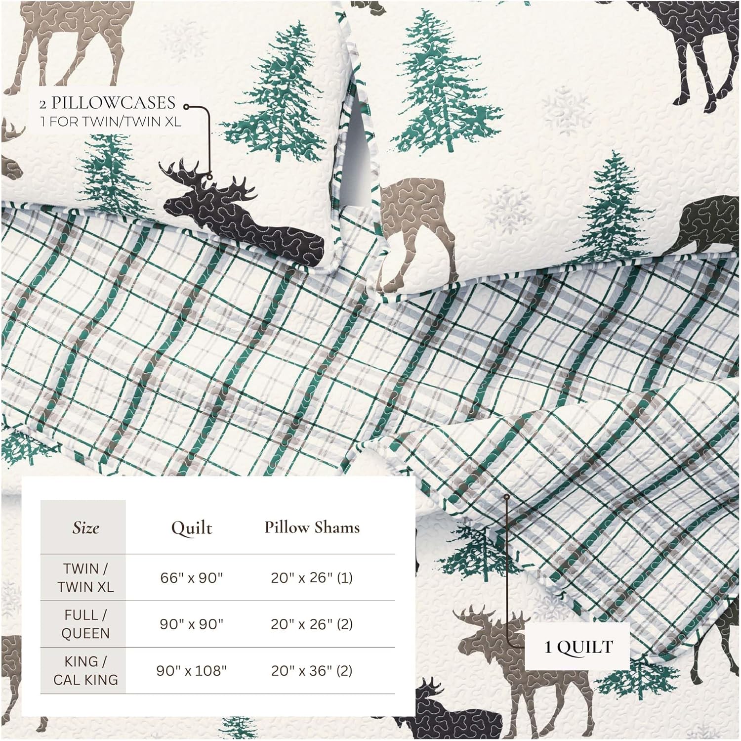 Great Bay Home Moose Chocolate Quilt Set TwinTwin XL