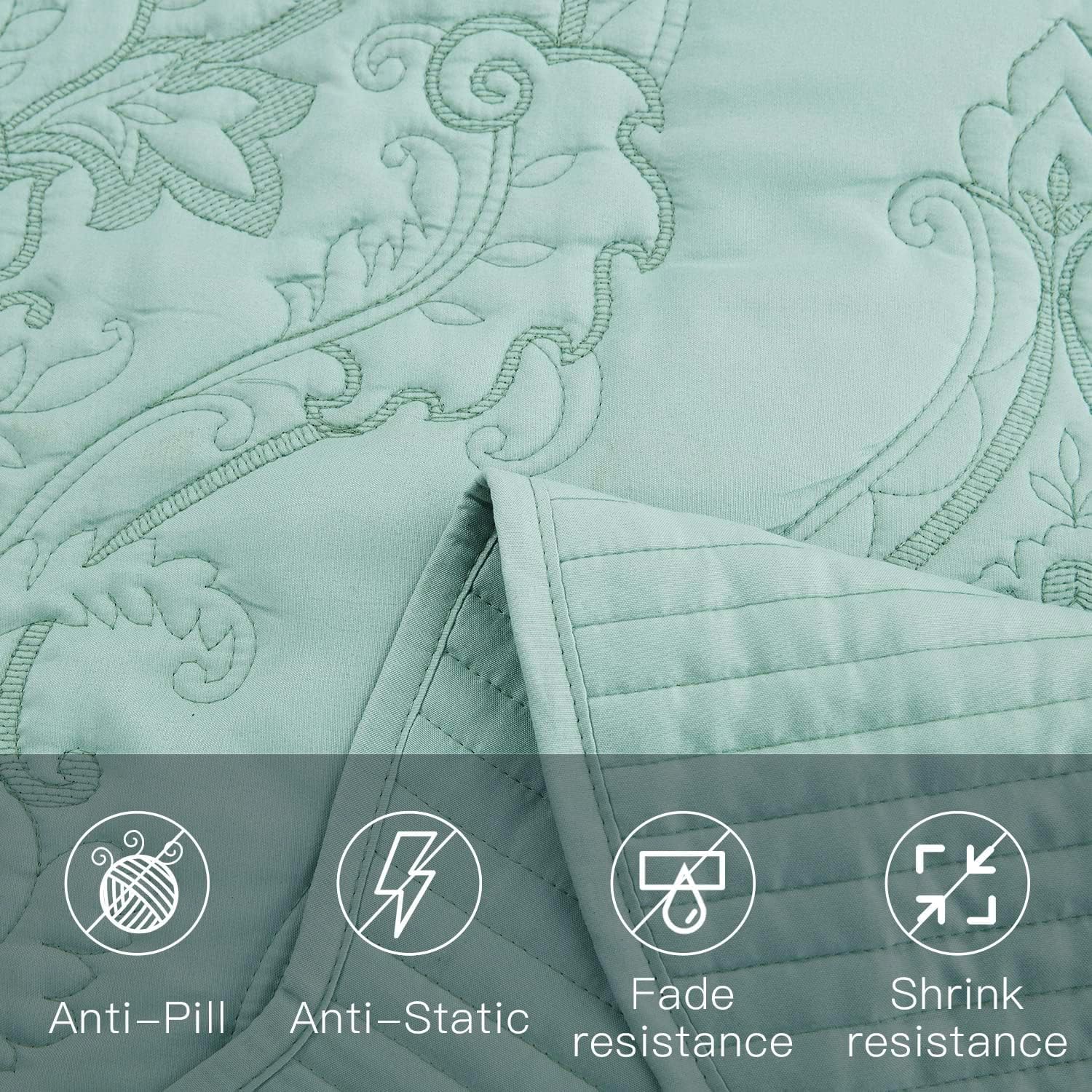 CHIXIN Bedspread Set Queen Size - Reversible Paisley Pattern