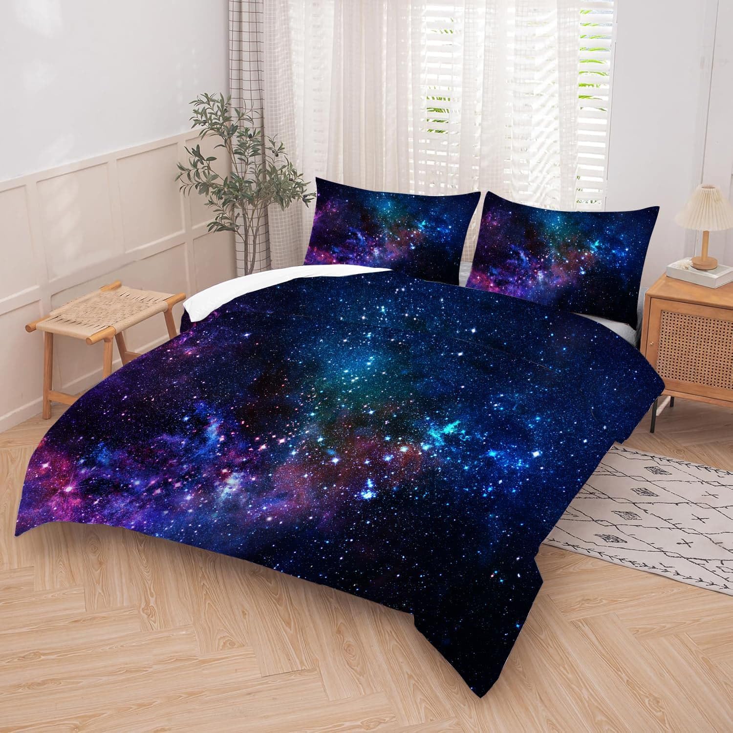 Kxry Galaxy Comforter Set Twin Size 3D Printing