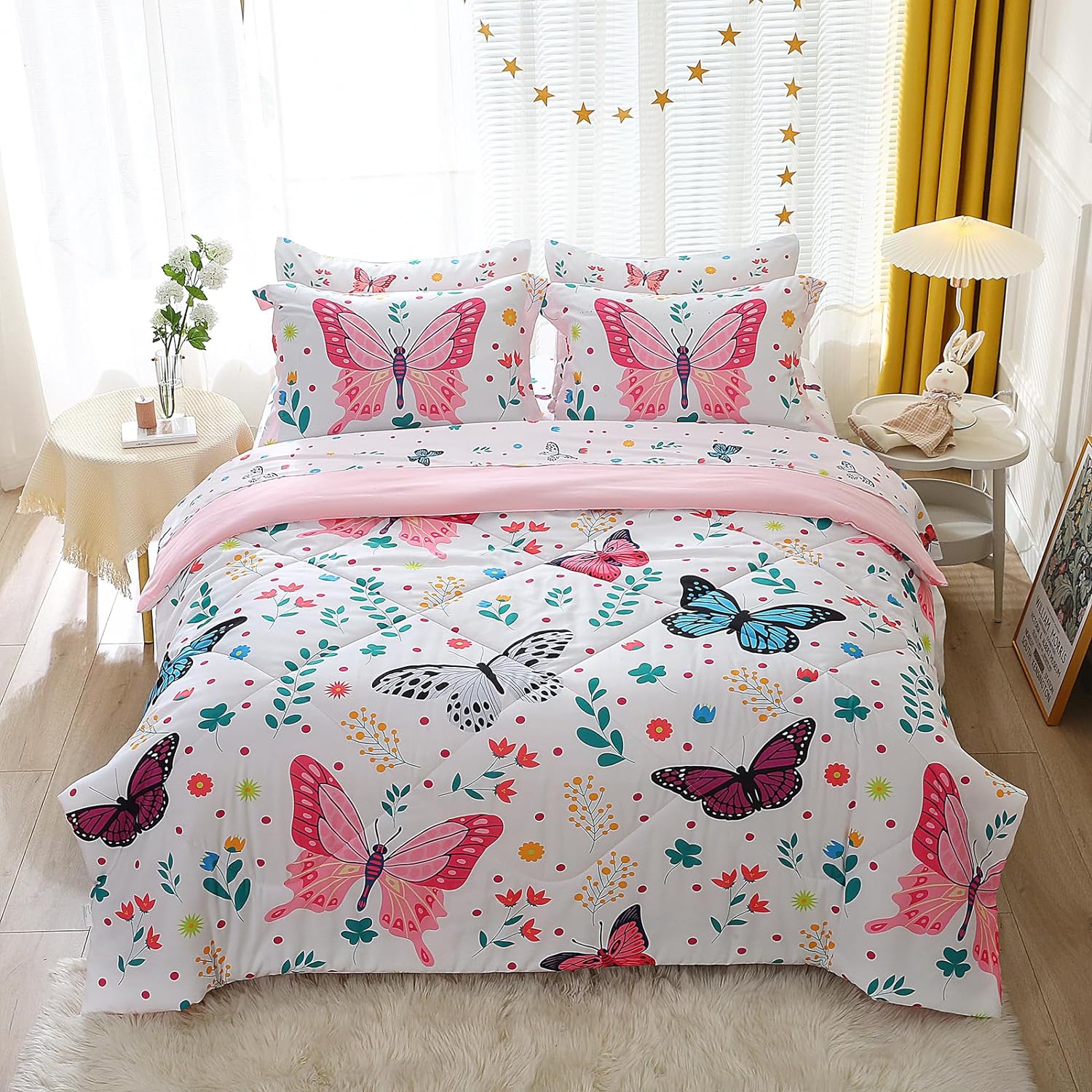 Butterfly Comforter Set Twin 7 Piece Kids Bedding