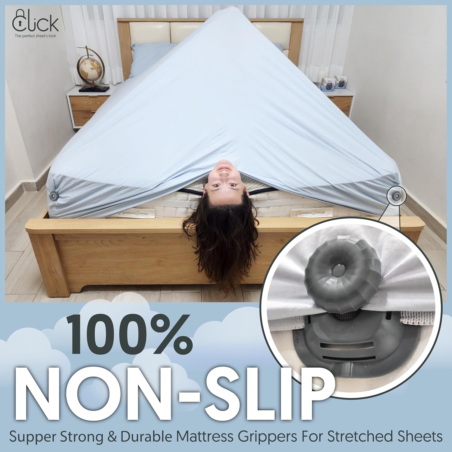 Click Bed Sheet Straps Clips - Keep Sheets Firm Tight