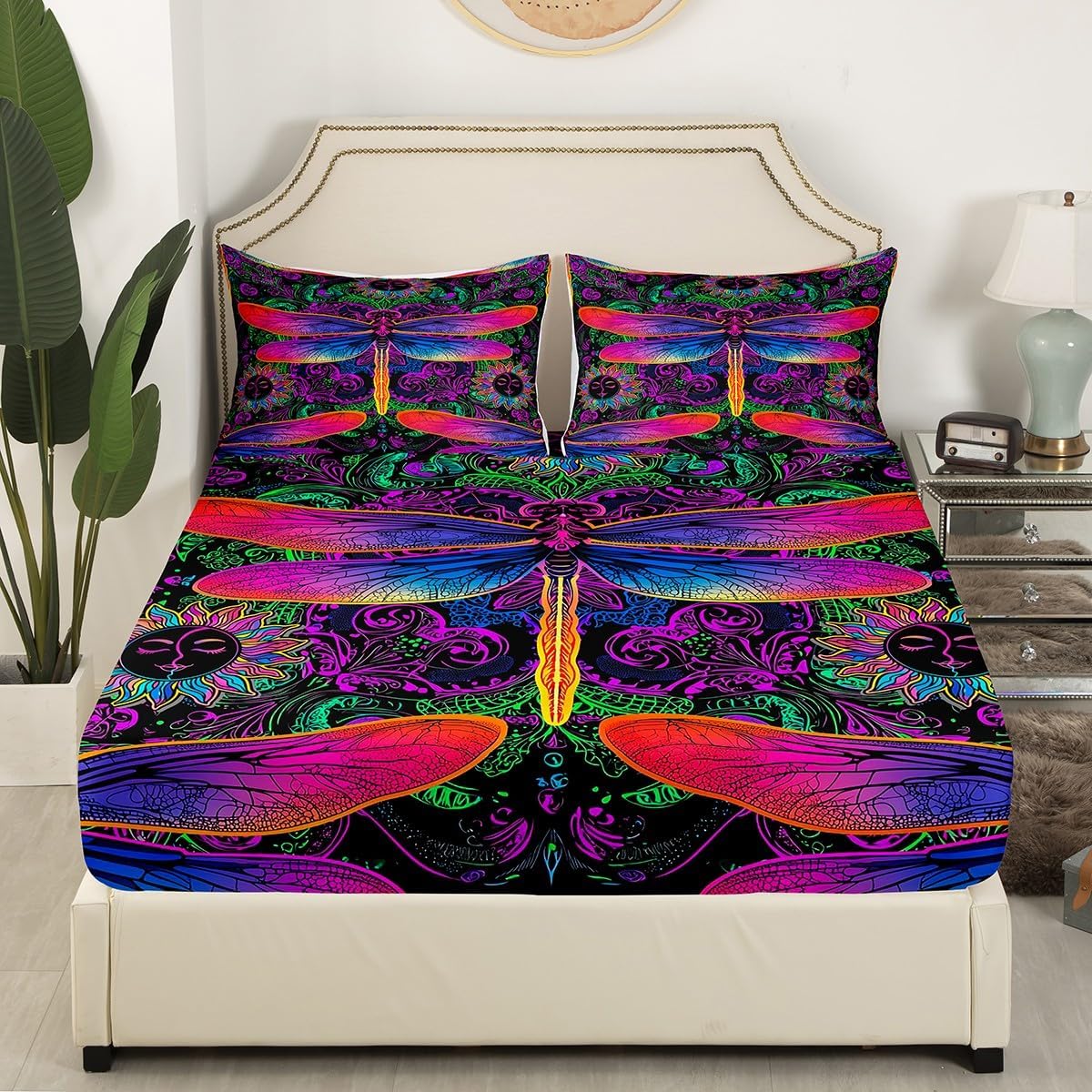Erosebridal Dragonfly Fitted Sheet Set Twin Size